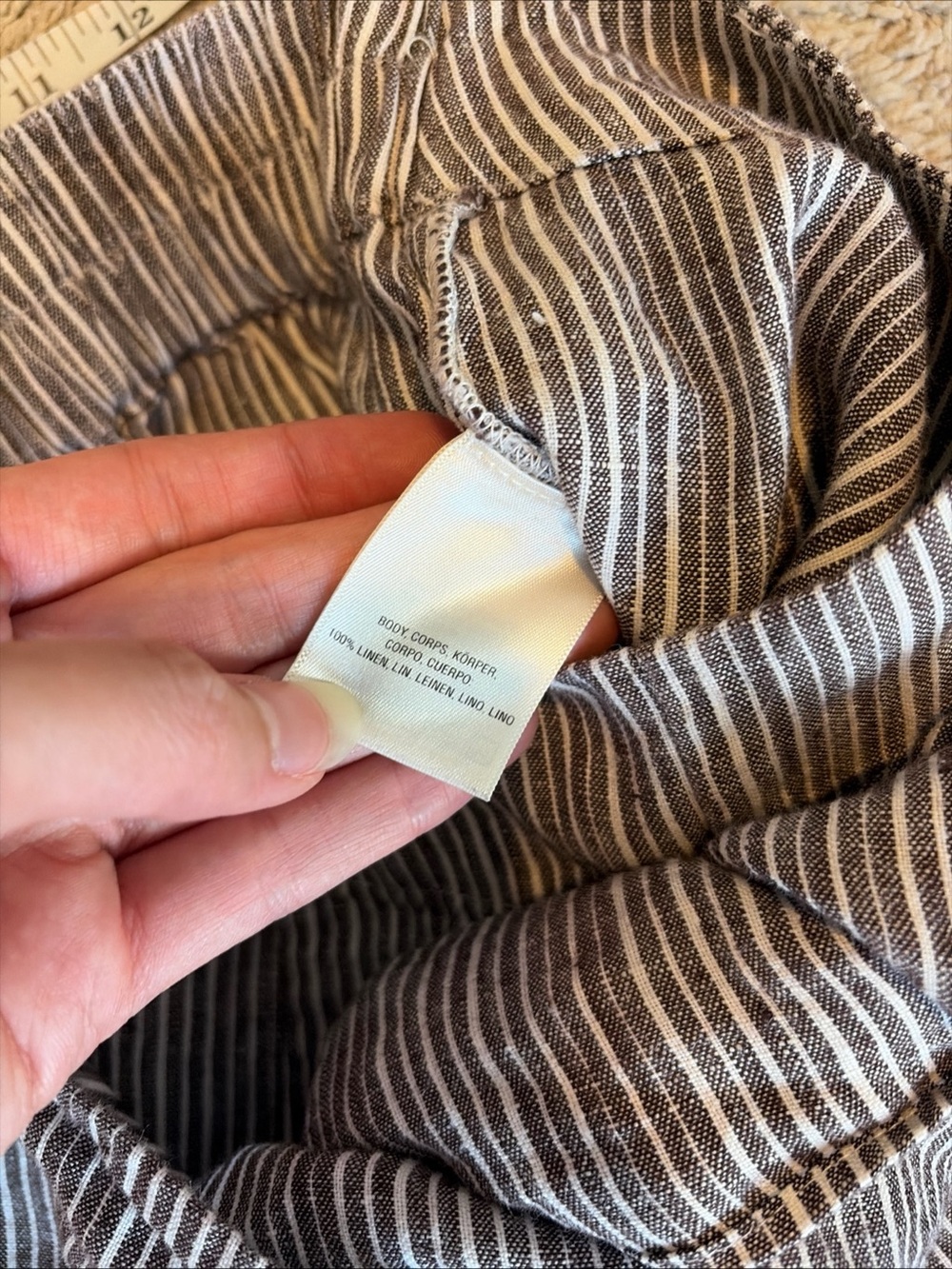 Anthropologie 9-H15 STCL Brown White Striped 100% Linen Wide Leg Pants Size XS P - Picture 5 of 8